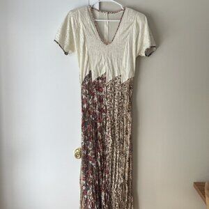 Vintage 90s Dress Crushed Velvet Chiffon Fairycore "Zoe California" Floral Boho